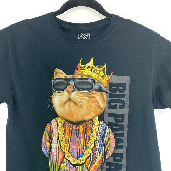 Big Paw Paw T-Shirt Men's Small King Coogi Cat With Crown Black Short Sleeve - Picture 2 of 4